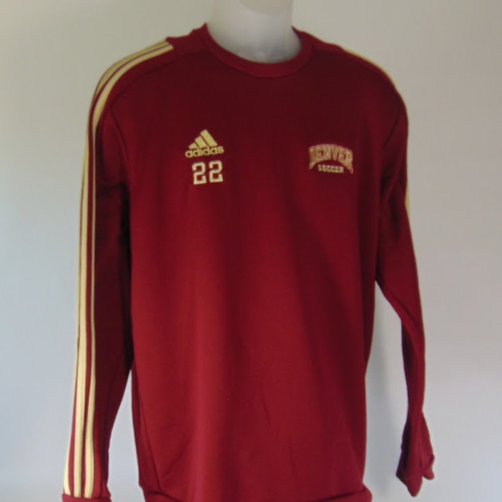 Adidas Red Crewneck Sweatshirt with Gold Accents